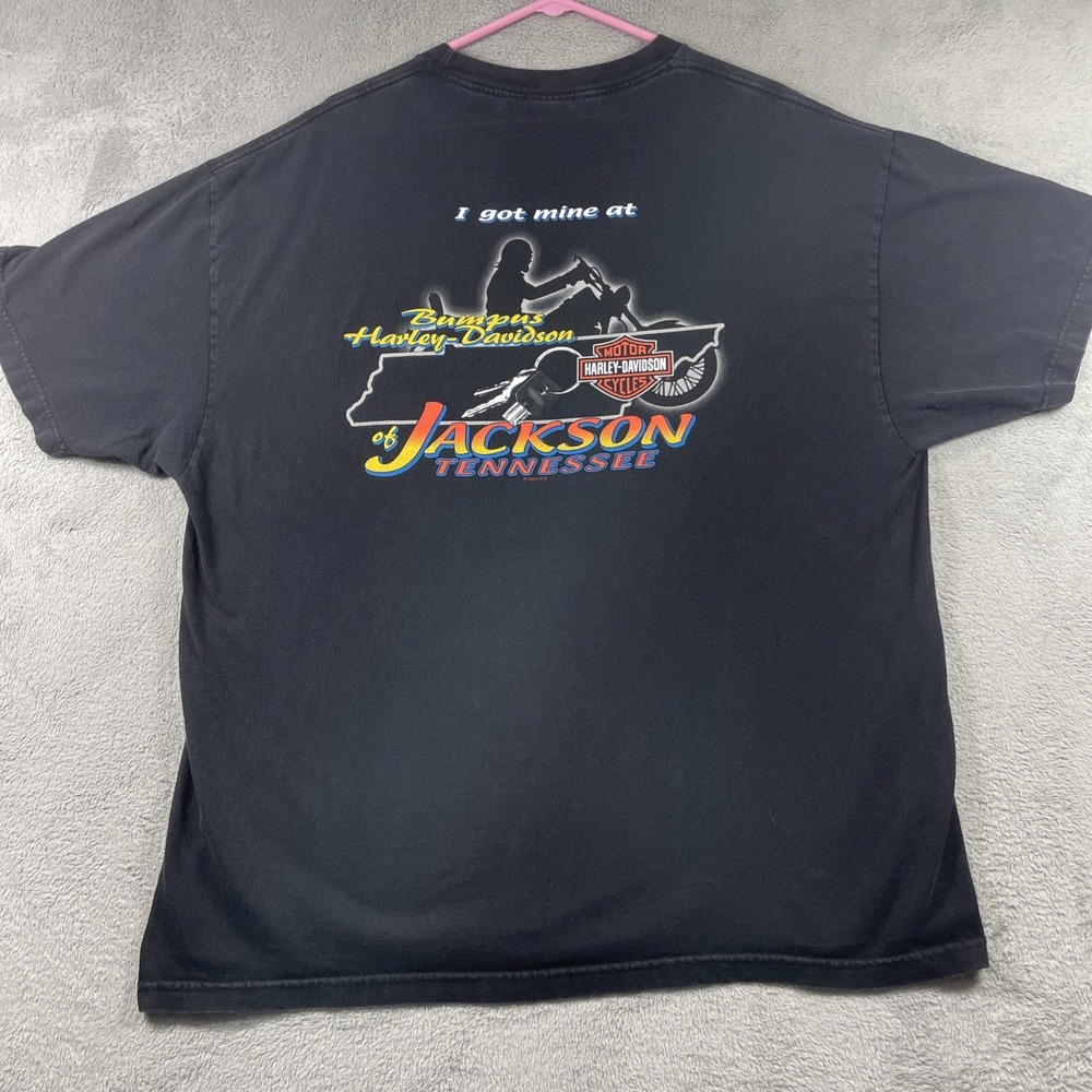 Harley Davidson Shirt Adult 2XL Black Motorcycle Biker SS Graphic Tee Jackson TN